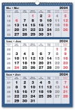 Calendar triptic trei culori, 33 x 48 cm, 12 file, 2024